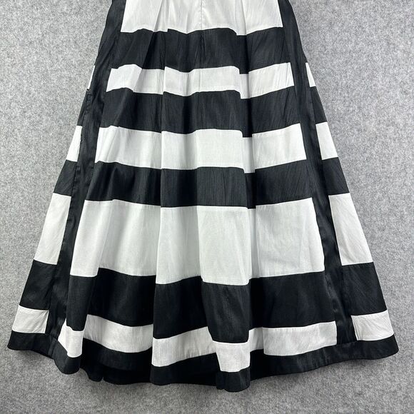 EShakti Dress Womens S Black White Banded Stripe Party Prom Fit & Flare Pockets* - Picture 11 of 16